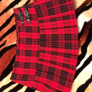 Red and black plaid skirt